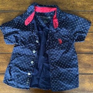 U.S. Polo Assn. Kids Polka Dot Shirt - Navy and Red